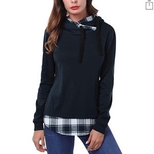 DJT Plaid pullover funnel neck hoodie sweatshirt